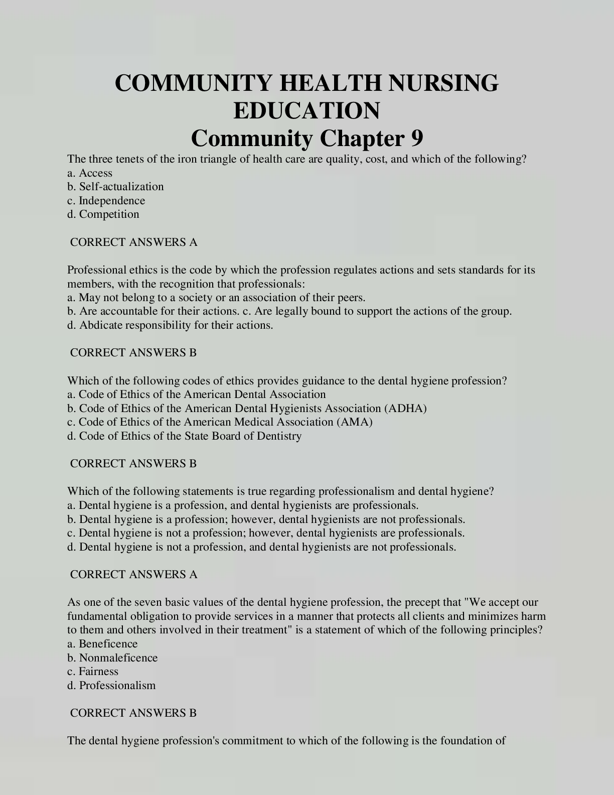 Preview image for COMMUNITY HEALTH NURSING EDUCATION Community Chapter 9